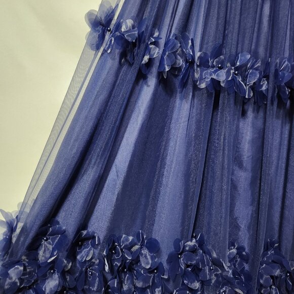 Speechless Navy Blue Formal Strapless A-line Dress with 3D Florals - Size 11 - Picture 13 of 13